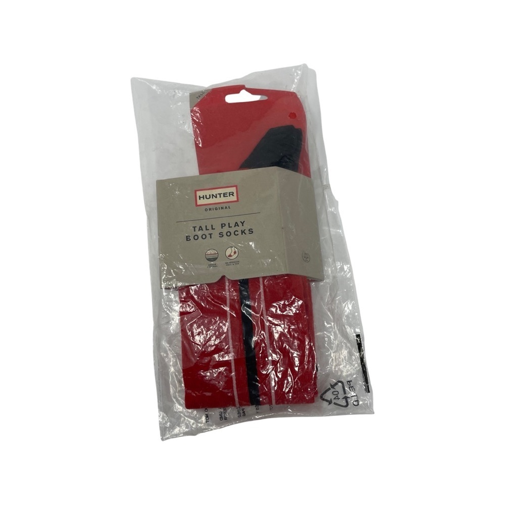 New Hunter tall play boot knit red socks sz S/M